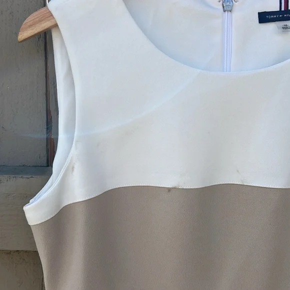 Tommy Hilfiger Scuba Crepe Colorblock Sheath Dress Sz 10 - Picture 2 of 5